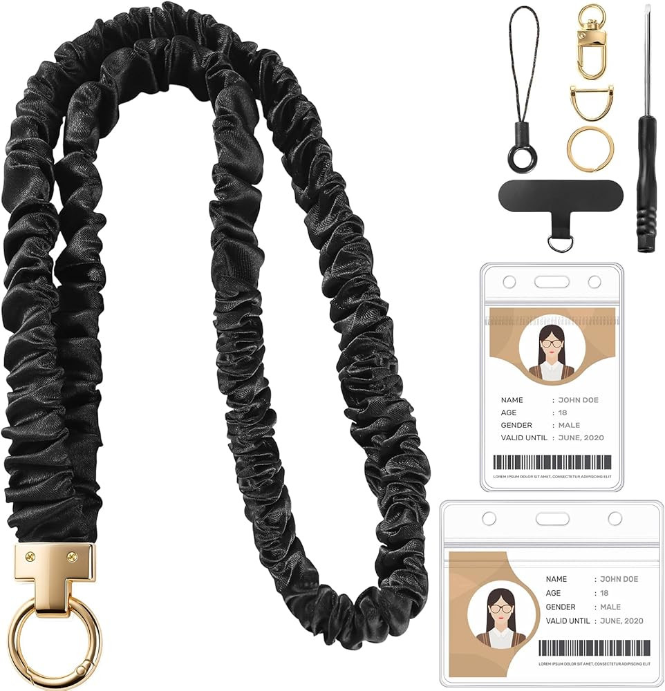 Prudiut Scrunchie Lanyard for Id Badges, Retractable Teacher Lanyards Stretchy Scrunchie Lanyard ... | Amazon (US)