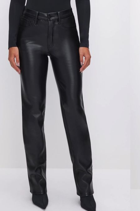 Good American has the best quality faux leather pants. Stretchy. I wear a size 12. Linked Afrm leather cargos 