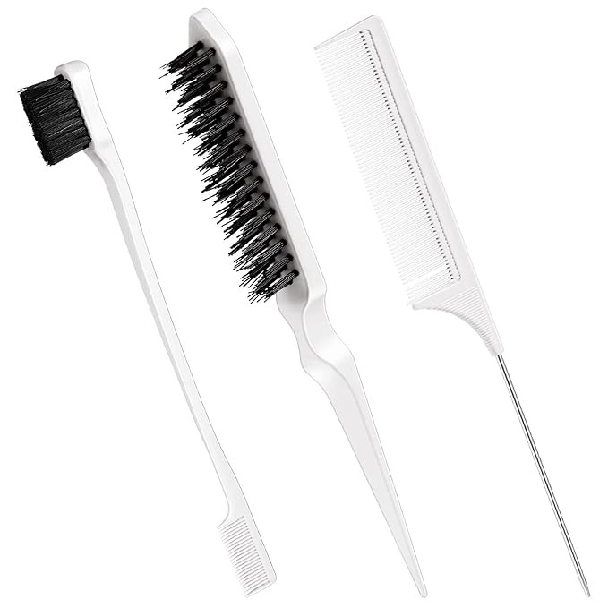 Geiserailie 3 Pcs Slick Brush Set Bristle Hair Brush Teasing Comb Edge Hair Brush Grooming Combs ... | Amazon (US)