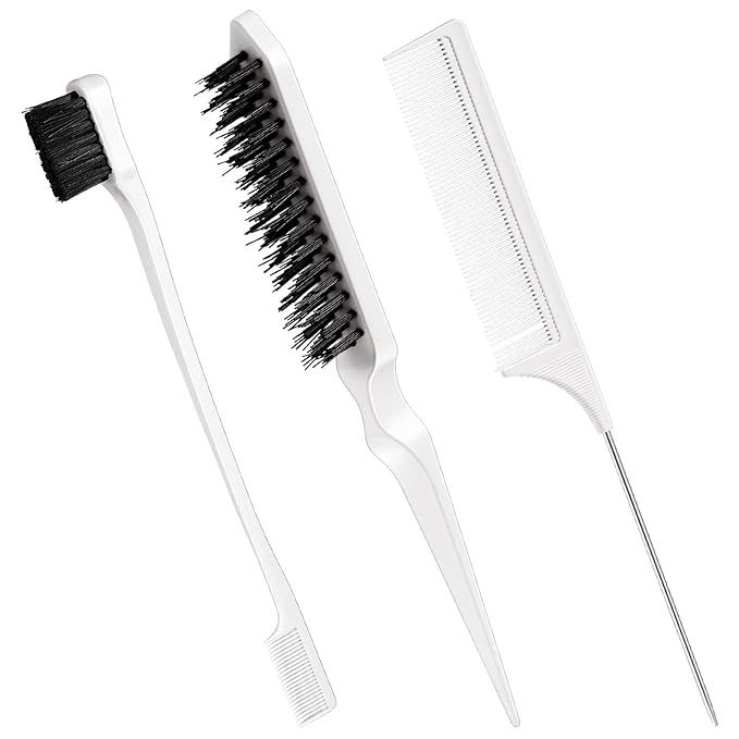 3 Pcs Slick Back Hair Brush Set Bristle Hair Brush Edge Control Brush Teasing Comb for Women Baby... | Amazon (US)