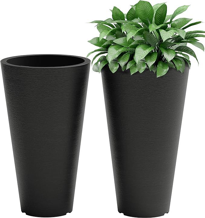 Verel Set of 2 Tall Outdoor Planters - 24 Inch Large with Small Planting Pots – Indoor and Flow... | Amazon (US)