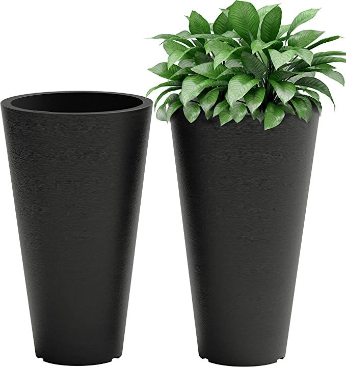 Set of 2 Tall Outdoor Planters - 24 Inch Large with Small Planting Pots – Indoor and Flower for... | Amazon (US)