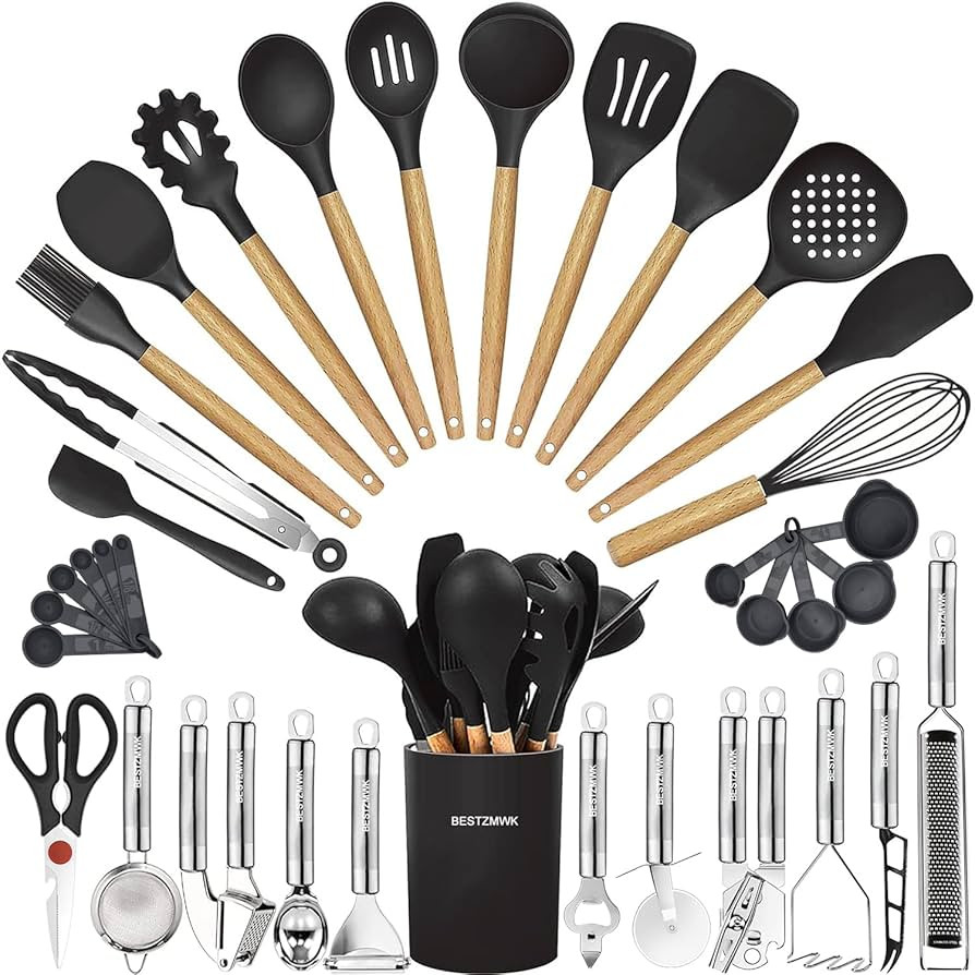 Cooking Utensils Set- 35 PCs Kitchen Utensils with Grater,Tongs, Spoon Spatula &Turner Made of He... | Amazon (US)