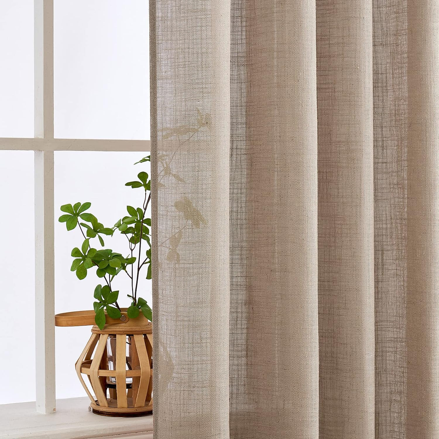 MIULEE Taupe Linen Curtains 84 Inch Length for Bedroom Living Room, Soft Thick Linen Textured Win... | Amazon (US)