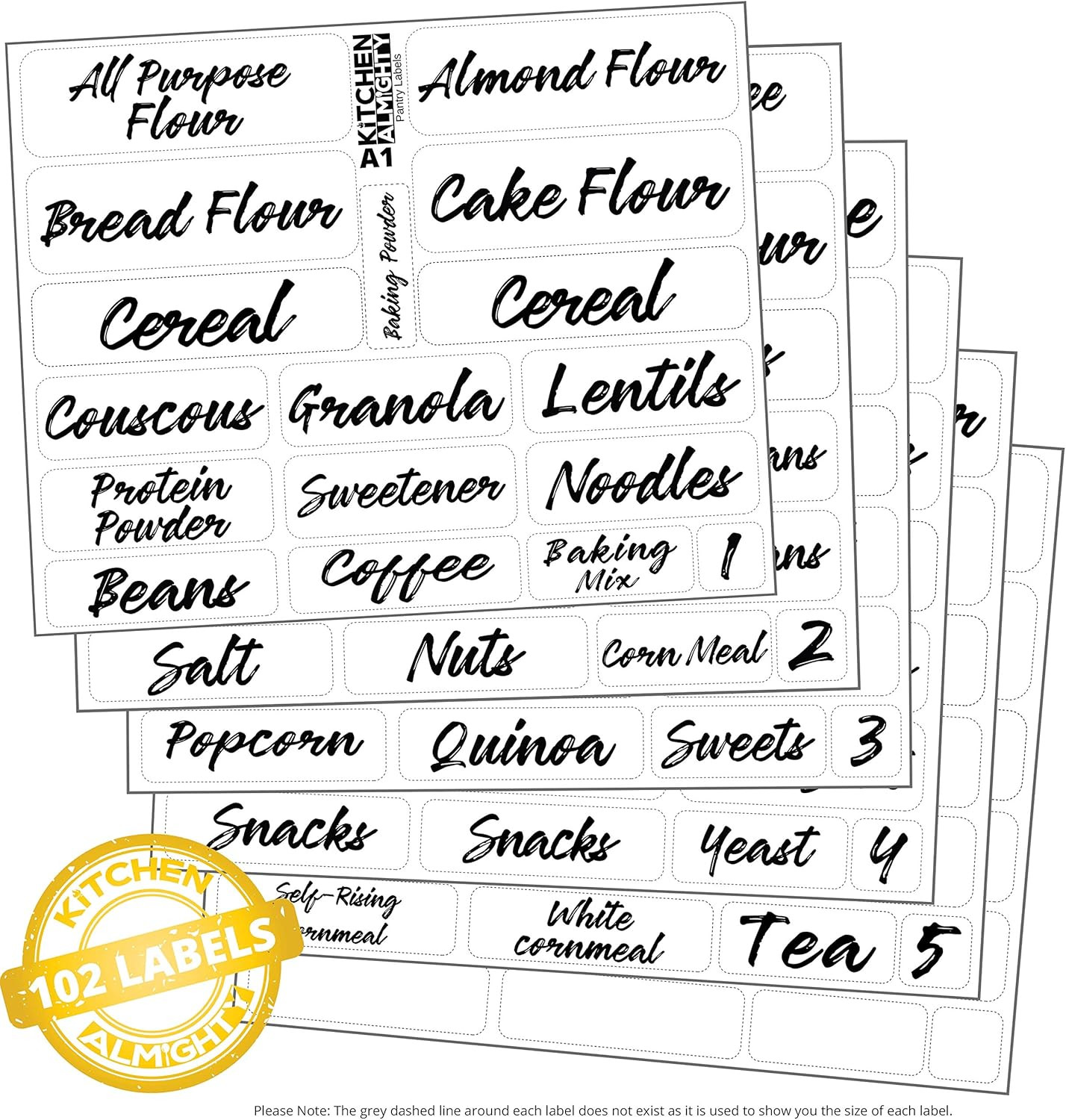 Kitchen Pantry Food Organization Clear Labels: 102 Classy Gloss Artistic Preprinted Water Resista... | Amazon (US)