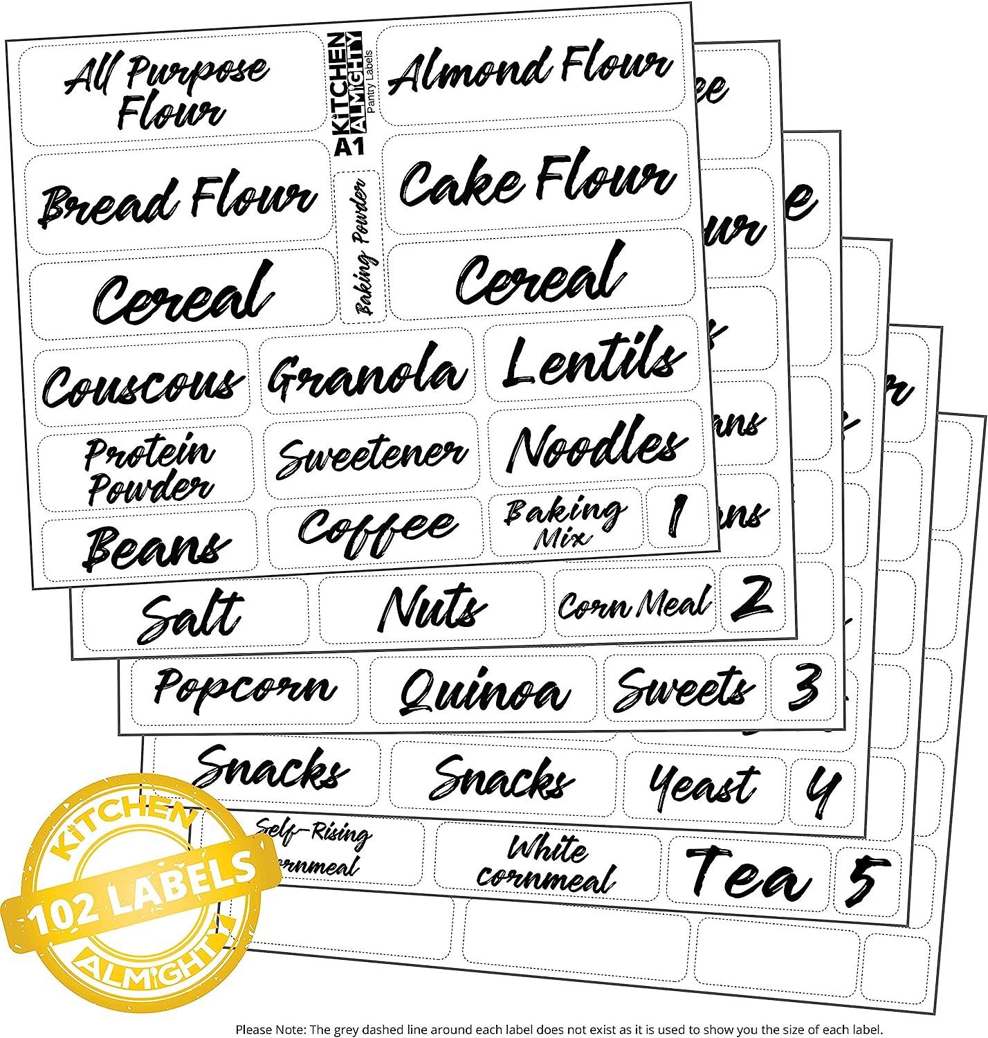 Kitchen Pantry Food Organization Clear Labels: 102 Classy Gloss Artistic Preprinted Water Resista... | Amazon (US)