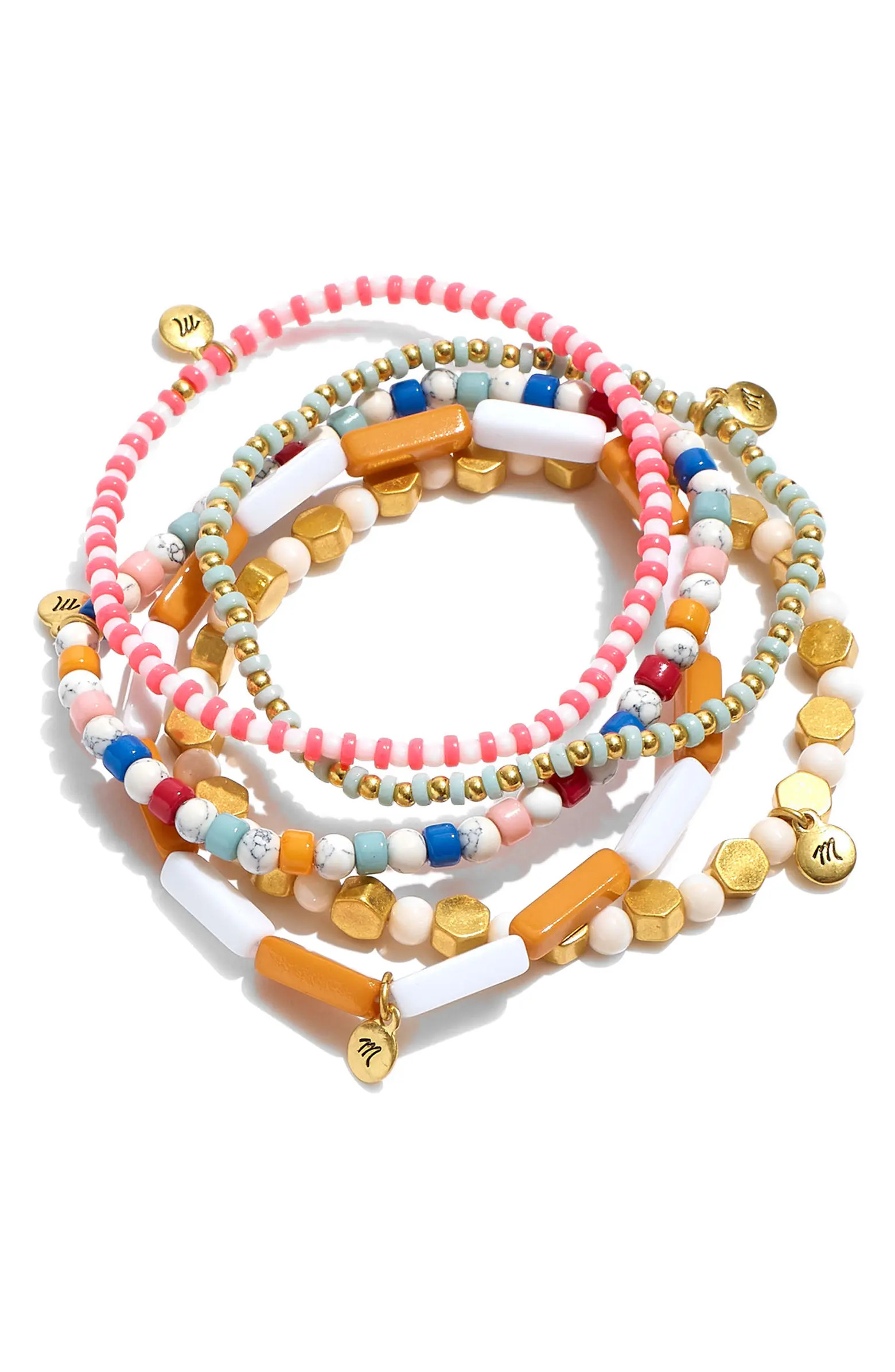 Set of 5 Assorted Beaded Stretch Bracelets | Nordstrom