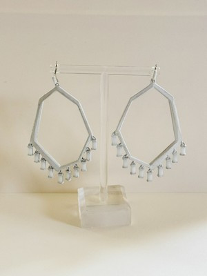 Kendra Scott Thomas White Matte Dangle Earrings Designer Crystal Statement Post | eBay US