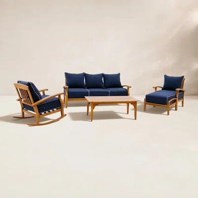 Summerton 5-Piece Teak Outdoor Conversation Set With Cushions | Wayfair North America