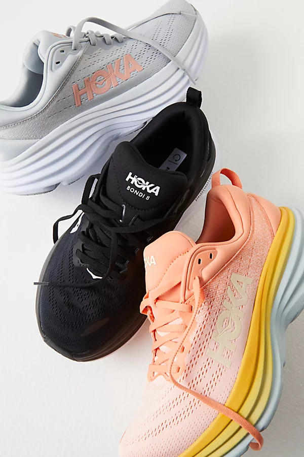 Hoka Bondi 8 Sneakers by HOKA at Free People, Black / White, US 6.5 | Free People (Global - UK&FR Excluded)