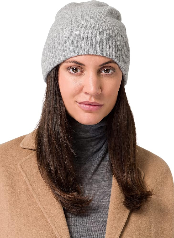 Women’s Ribbed Beanie, 100% Cashmere, Soft & Stretchy with Ribbed Edge, Warm Hat for Winter | Amazon (US)