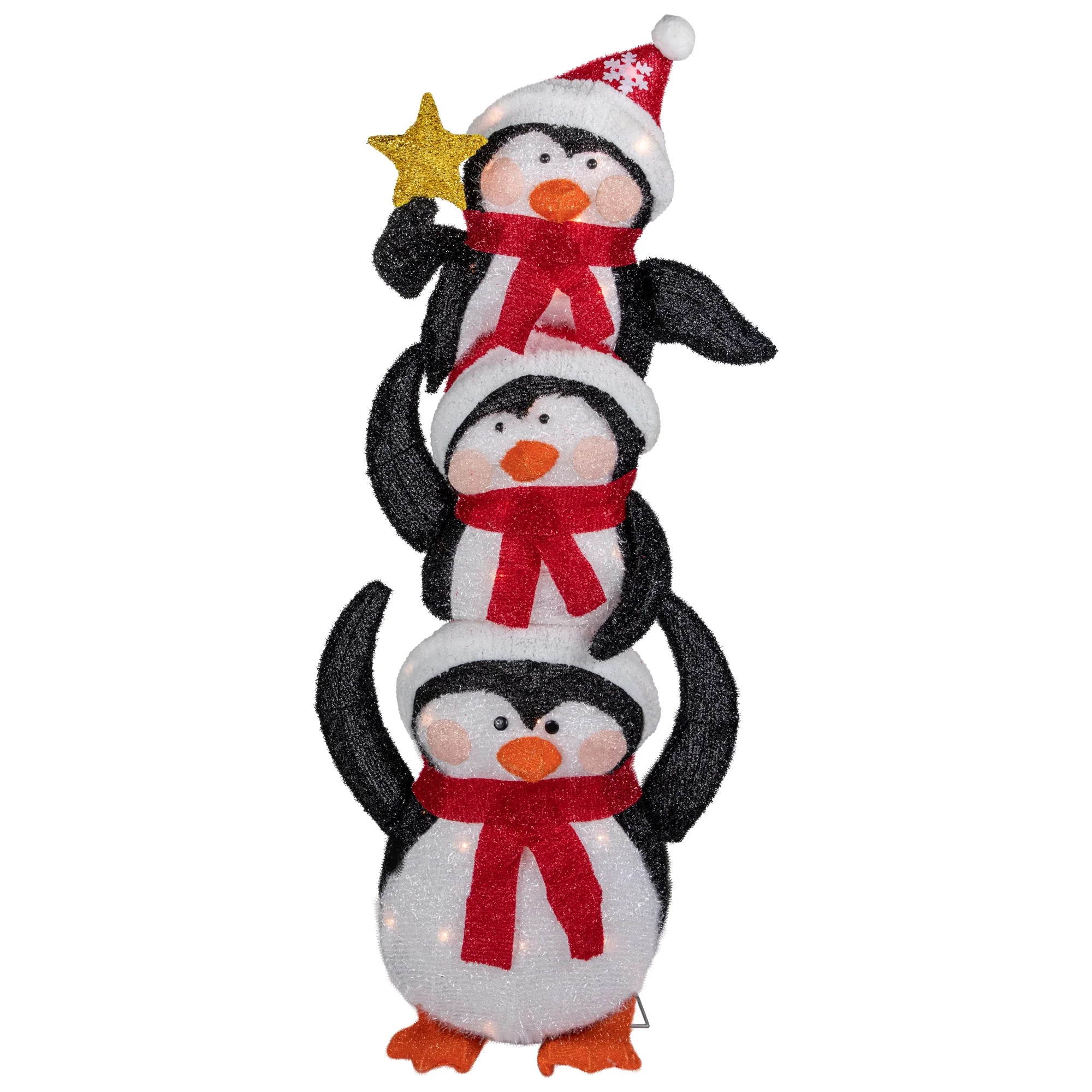Northlight 41" Lighted Stacked Penguin Family Outdoor Christmas Decoration - Walmart.com | Walmart (US)