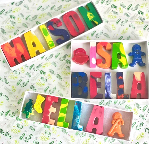 NAME CRAYONS for Christmas, personalized holiday gift idea for kids, stocking stuffer for childre... | Etsy (US)