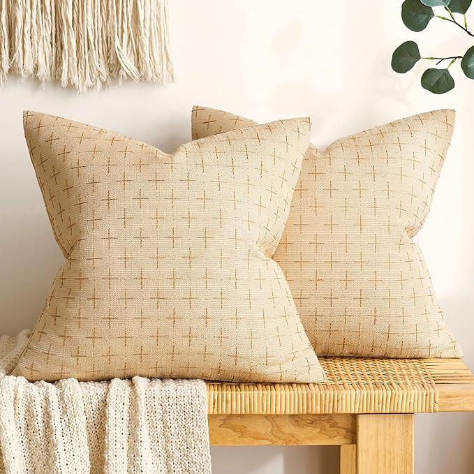MIULEE Pack of 2 Decorative Burlap Linen Throw Pillow Covers Modern Farmhouse Pillowcase Rustic W... | Amazon (US)