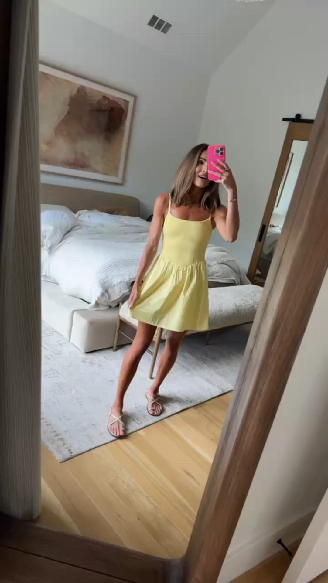 all about butter yellow this summer! love the drop waist fit of this @abercrombie mini dress. so flattering! wearing an XS #abercrombiepartner