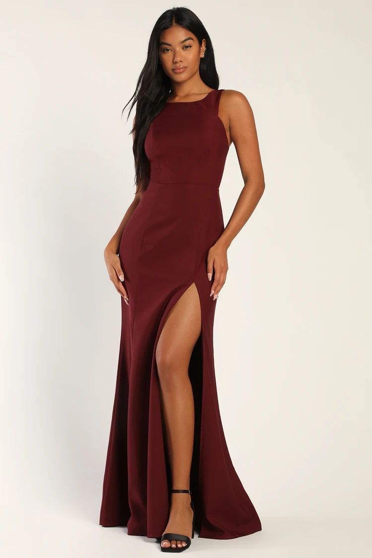 Lovely For You Burgundy Cutout Mermaid Maxi Dress | Lulus (US)