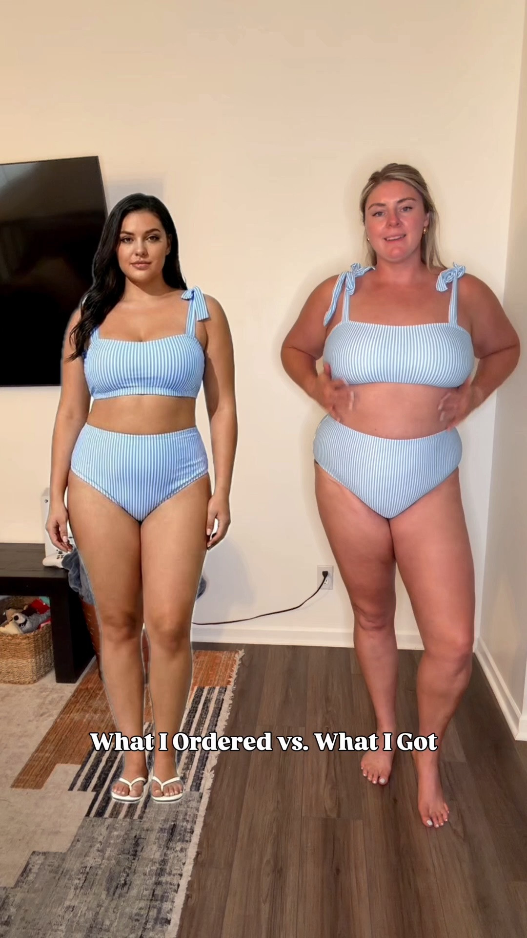 What I ordered vs. what I got bikini version! I’m in size XXL. 
This is a tie shoulder (adjustable) and high waisted. 

Please remember, this is not a “who wore it better” just a comparison of the same bikini on different body types! ❤️

Swimwear, bikini, plus size swim, mid size swim, affordable fashion, beach, vacation

#LTKMidsize #LTKPlusSize #LTKSwim