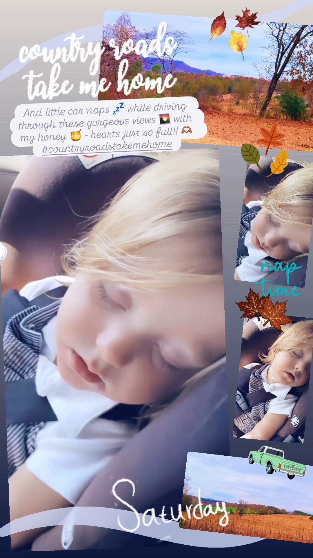 And little car naps 💤 while driving through these gorgeous views 🌄 with my honey 🍯 - hearts just so full!! 🫶🏽  #countryroadstakemehome