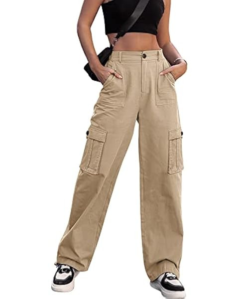 Lepunuo Cargo Pants for Women High Waisted Casual Pants Baggy Stretchy Wide Leg Y2K Streetwear wi... | Amazon (US)