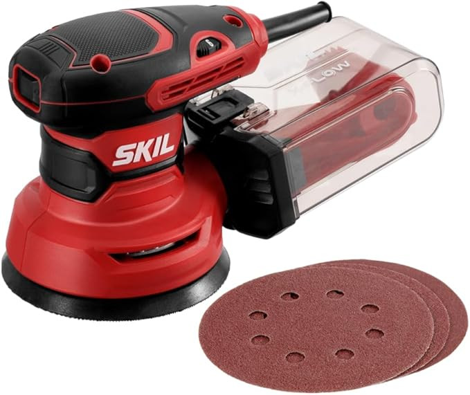SKIL 5” Random Orbital Sander with Cyclonic Dust Box & 3pc Sanding Sheet - SR211601, Multicolor | Amazon (US)