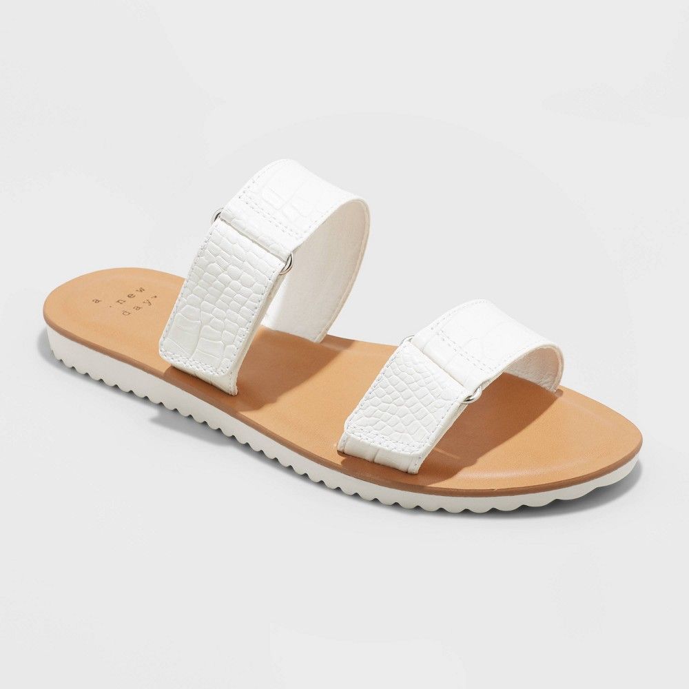 Women's Illiana Two Band Easy Closure Sandals - A New Day White 7 | Target