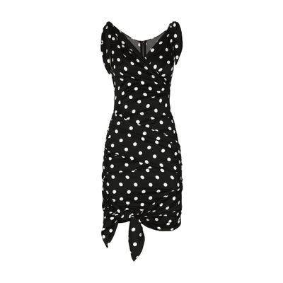 Polka-dot midi dress with draping | 24S US