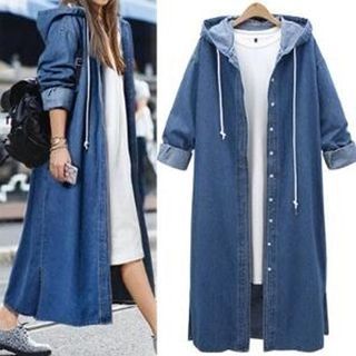 Hooded Denim Trench Coat | YesStyle Global