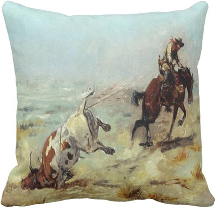 Emvency Throw Pillow Cover Cowgirl Vintage Western Cowboy Roping Steer Decorative Pillow Case Hom... | Amazon (US)