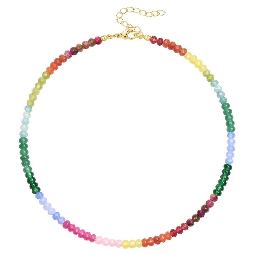 KELORIS PATH Beaded Necklaces for Women, Boho Colorful Natural Stone Bead Choker, Trendy Summer H... | Amazon (US)