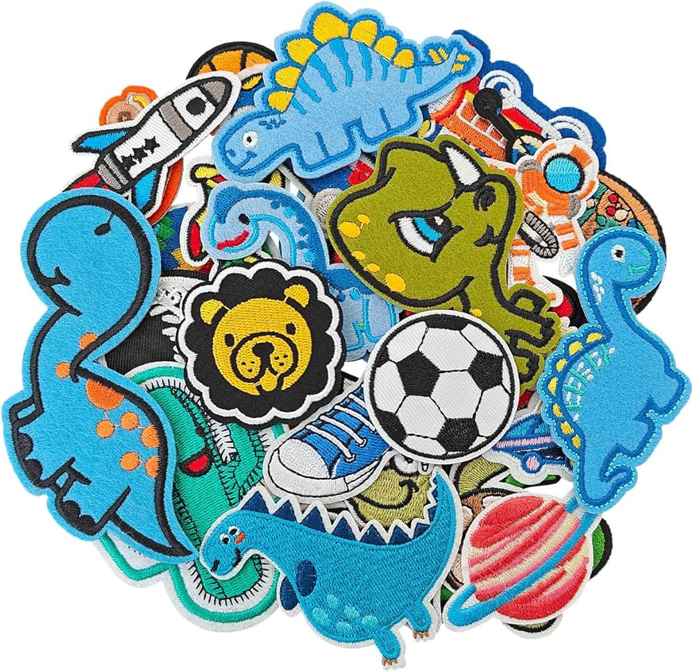 Iron on Patches for Boys, Assorted Embroidered Iron on/Sew on Decorative Applique Patches for Kid... | Amazon (US)