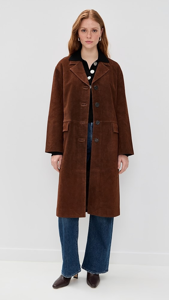 Single Breasted Topcoat In Suede | Shopbop