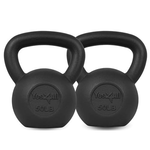 Yes4All 50lb Kettlebell Set of 2 Cast Iron for Dumbbell Weights Exercises, Gym, Fitness, Full Body Workout Equipment Push up, Grip and Strength Training | Amazon (US)