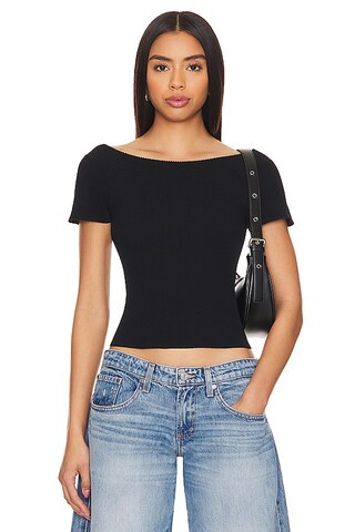 Free People X Intimately FP Ribbed Seamless Off Shoulder Top In Black from Revolve.com | Revolve Clothing (Global)