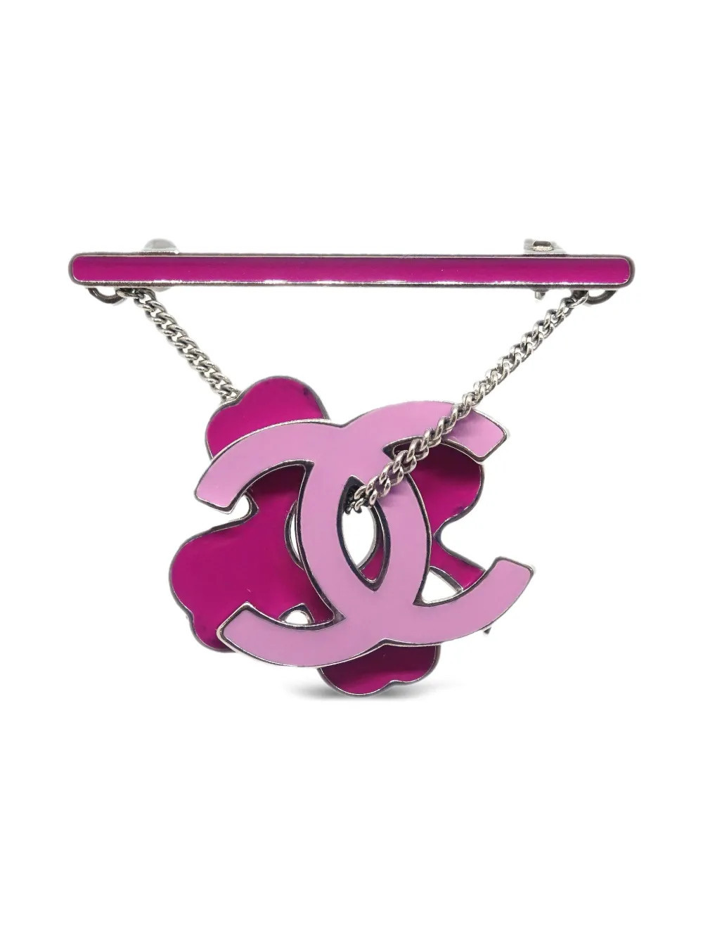 CHANEL Pre-Owned 2004 flower dangle brooch - Silver | Farfetch Global
