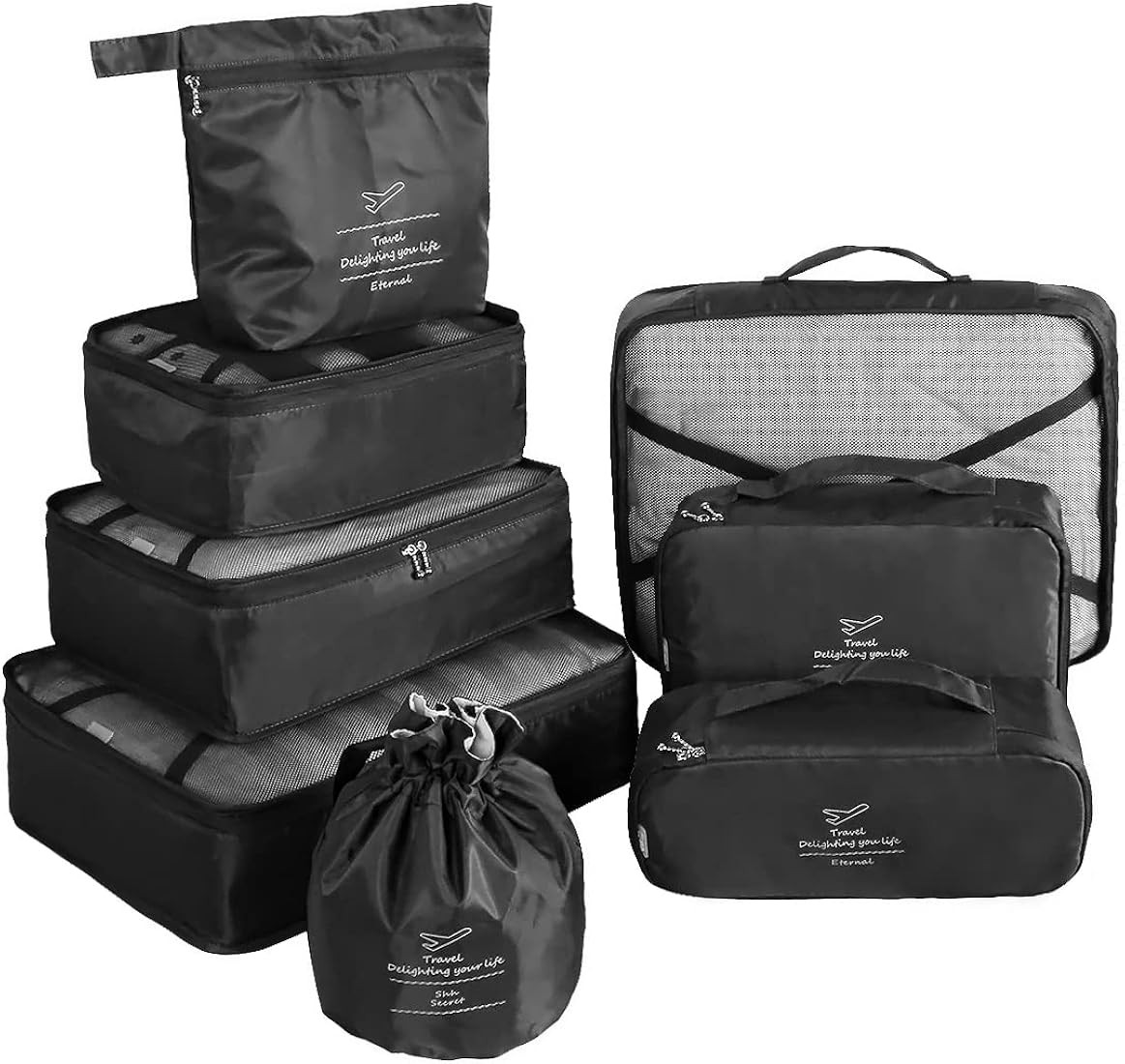 Packing Cubes for Travel 8 Set Travel Luggage Packing Organizers for Suitcases Travel Essentials ... | Amazon (US)