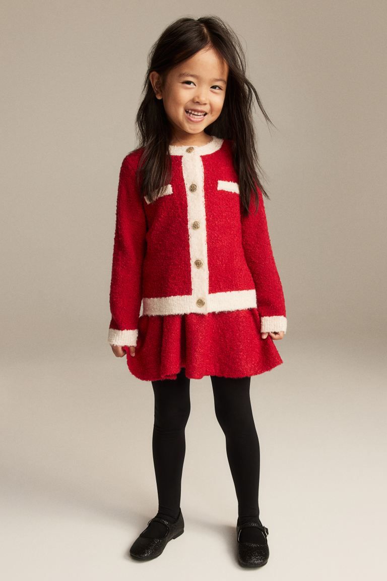 2-piece Bouclé-knit Set - Red - Kids | H&M US | H&M (US)