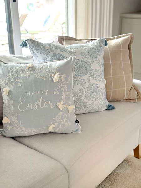 Easter & spring blue and beige pillows 

#LTKSeasonal #LTKFestival #LTKhome