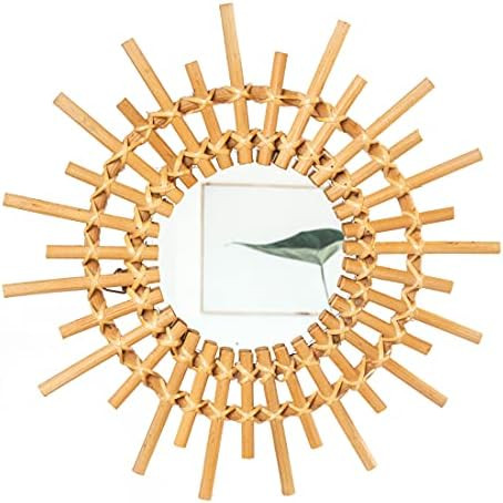 Rattan Sun Burst Round Hanging Wall Mirror Boho (Sun 11.8") | Amazon (US)