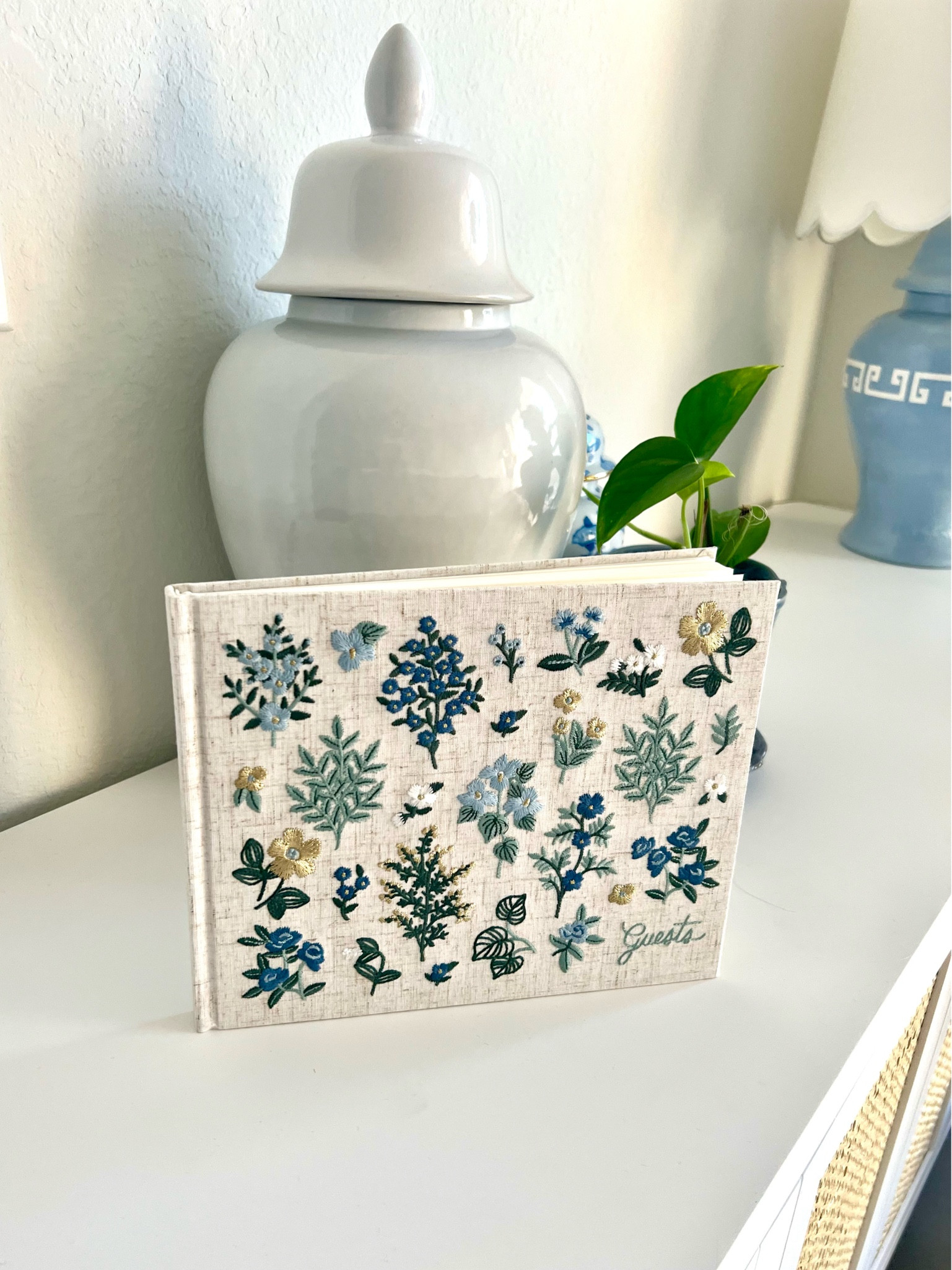 The cutest guest book with embroidered blue flowers

#LTKhome #LTKfamily #LTKSeasonal