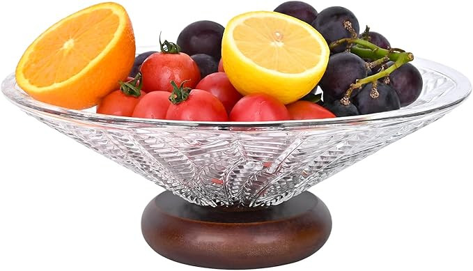 Glass Fruit Bowl, Fruit Basket for Kitchen Counter, 10 Inch Decorative Fruit Serving Bowls for Ta... | Amazon (US)