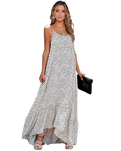 BTFBM Women Casual Summer Dresses 2024 Spaghetti Strap Sleeveless Sundress Print Ruffle Flowy Boh... | Amazon (US)