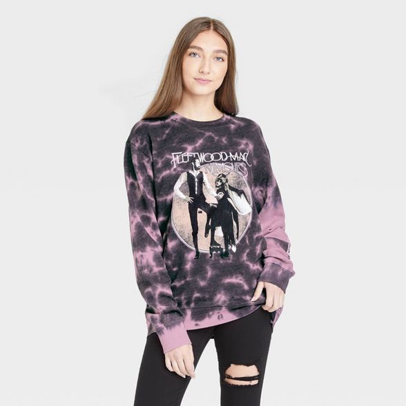 Women's Fleetwood Mac Graphic Sweatshirt - Purple Tie-Dye | Target