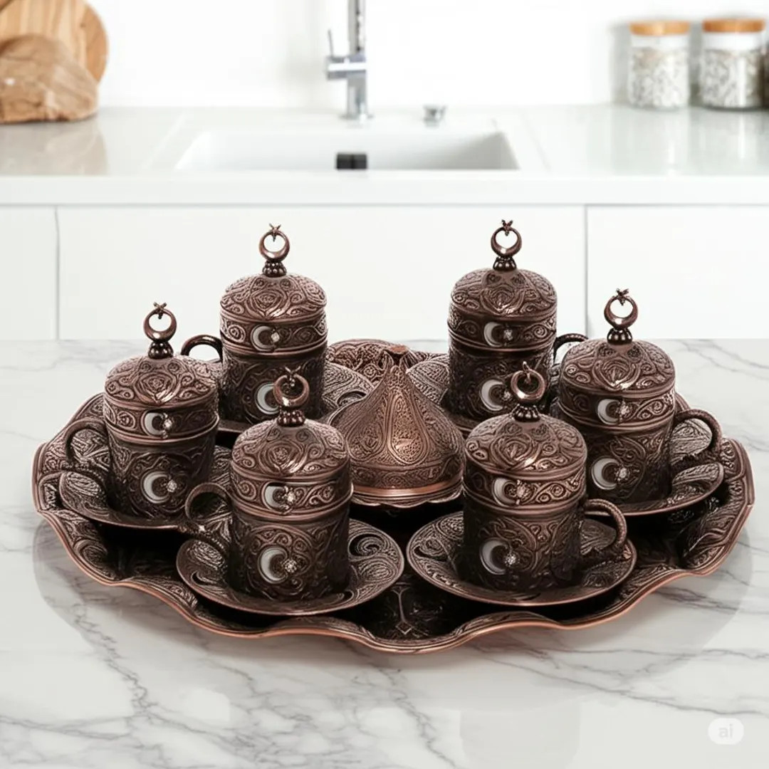 Elegant Turkish Coffee Set: Ottoman Design with Tray & Delight Bowl | Etsy (US)