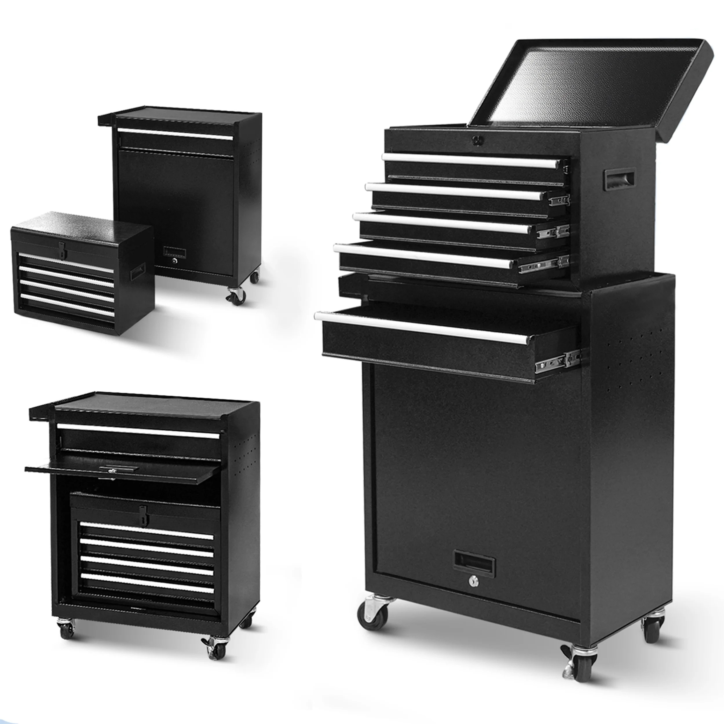 Tool Chest, 5-Drawer Rolling Tool Storage Cabinet with Detachable Top Tool Box, Universal Lockabl... | Walmart (US)