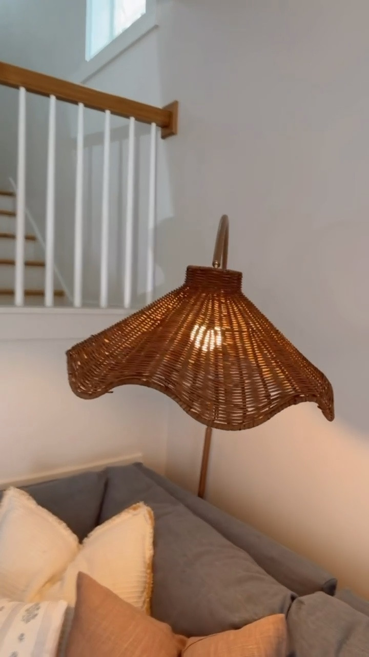 How cute is this floor lamp we got for the living room at the beach? I love that it’s arched and the scalloped edge of the shade! 

Loverly Grey, lamp, floor lamp, rattan lamp, home decor

#LTKHome