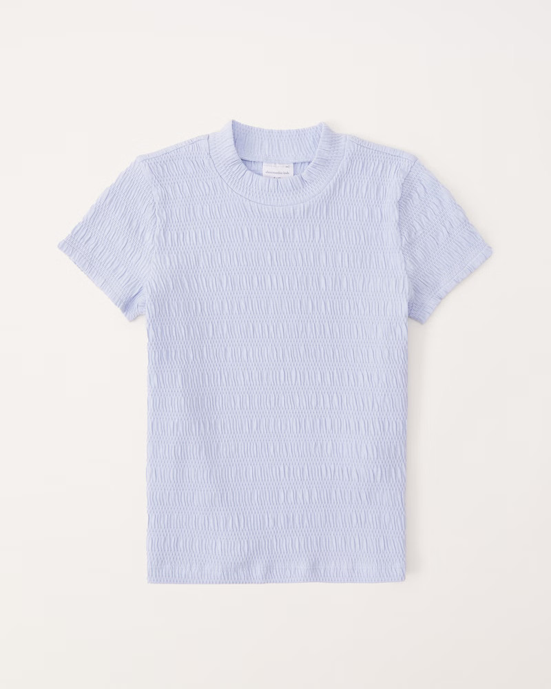 short-sleeve smocked mockneck tee | Abercrombie & Fitch (US)