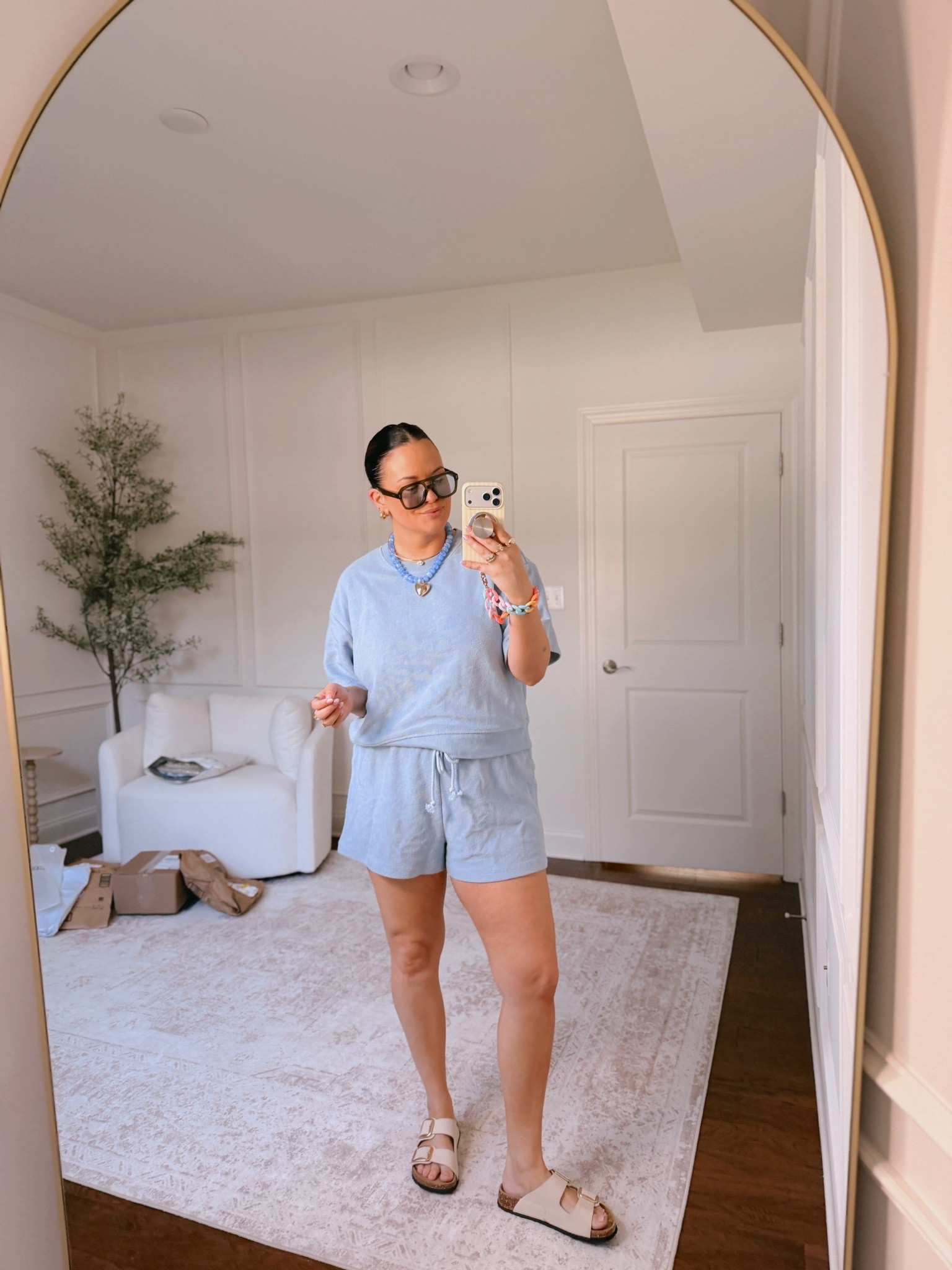 Wearing a large in the top and an XL in the shorts..

#LTKootd #LTKmomlife #LTKMidsize