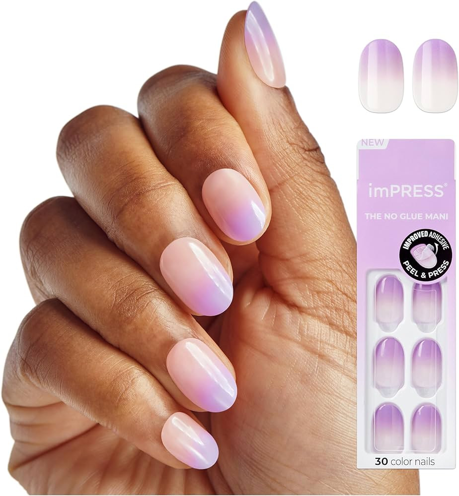 imPRESS Color Ombre Press On Nails, 'Take A Chance', Purple, Short Oval, PureFit Technology, Pate... | Amazon (US)