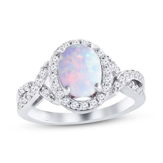 Lab-Created Opal Ring Lab-Created Sapphires Sterling Silver | Kay Jewelers