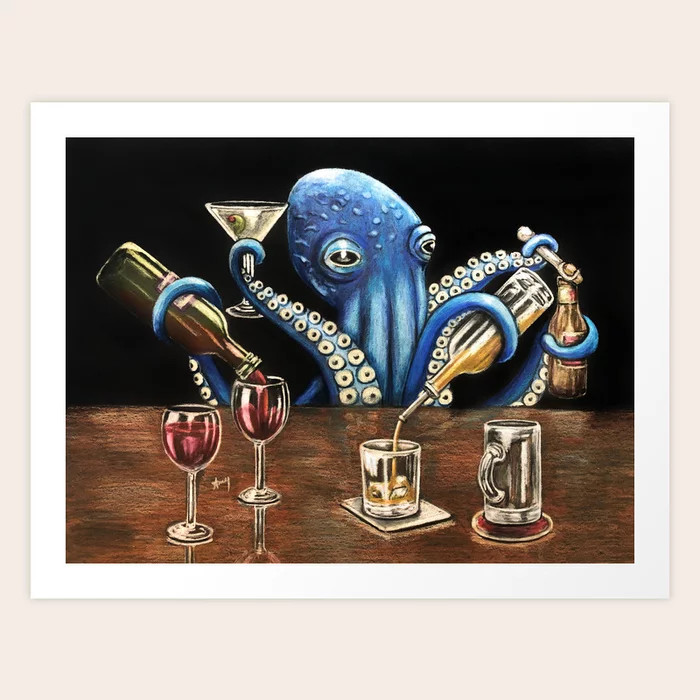 "OctoBar" - OctoKick collection Art Print by GardenPartyArt | Society6